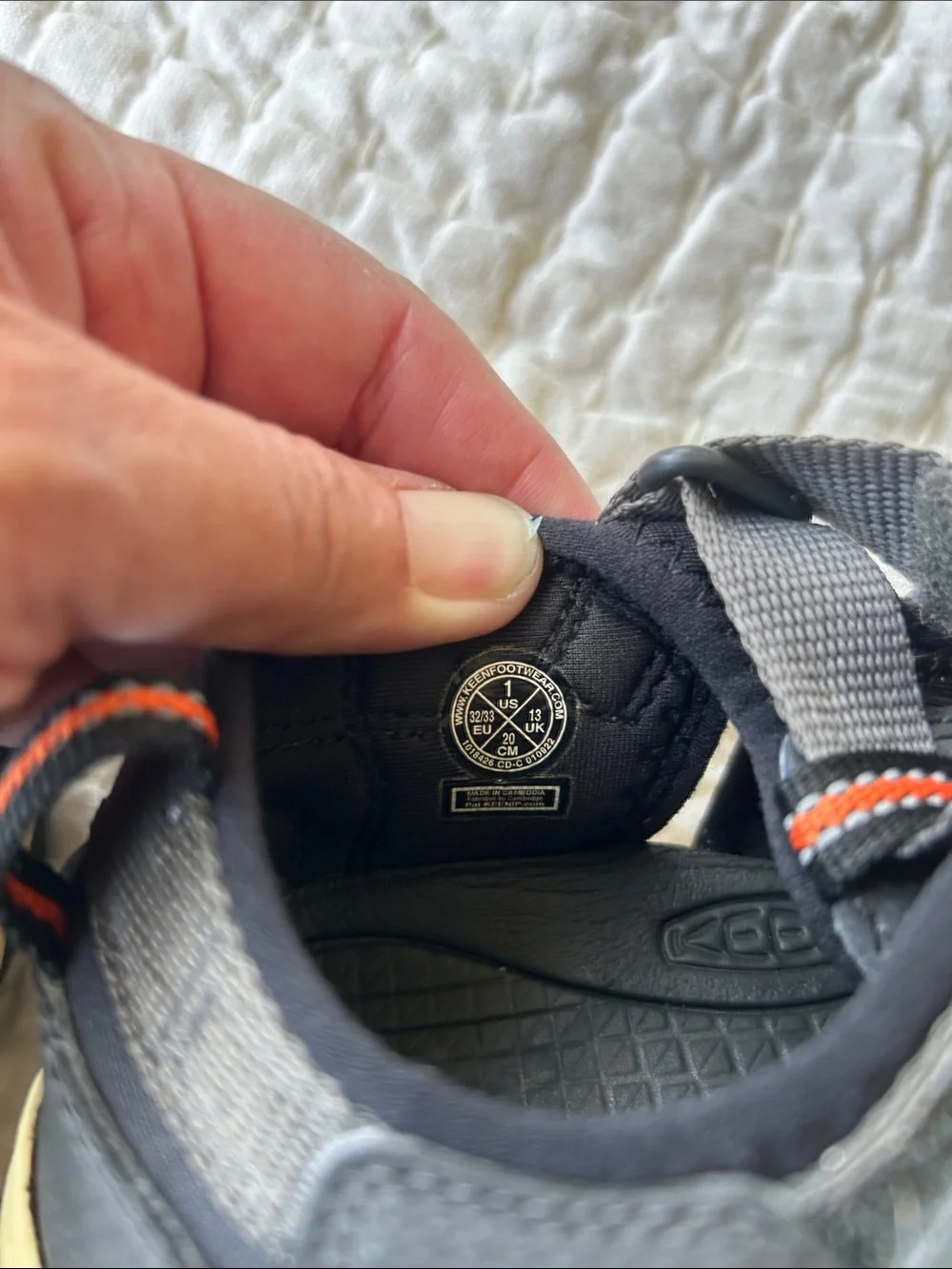 Keen Boys Grey Closed-Toe Strappy Sandals with orange Accents